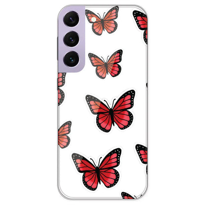 Red Butterfly - Clear Printed Silicone Case For Samsung Galaxy S22 Plus