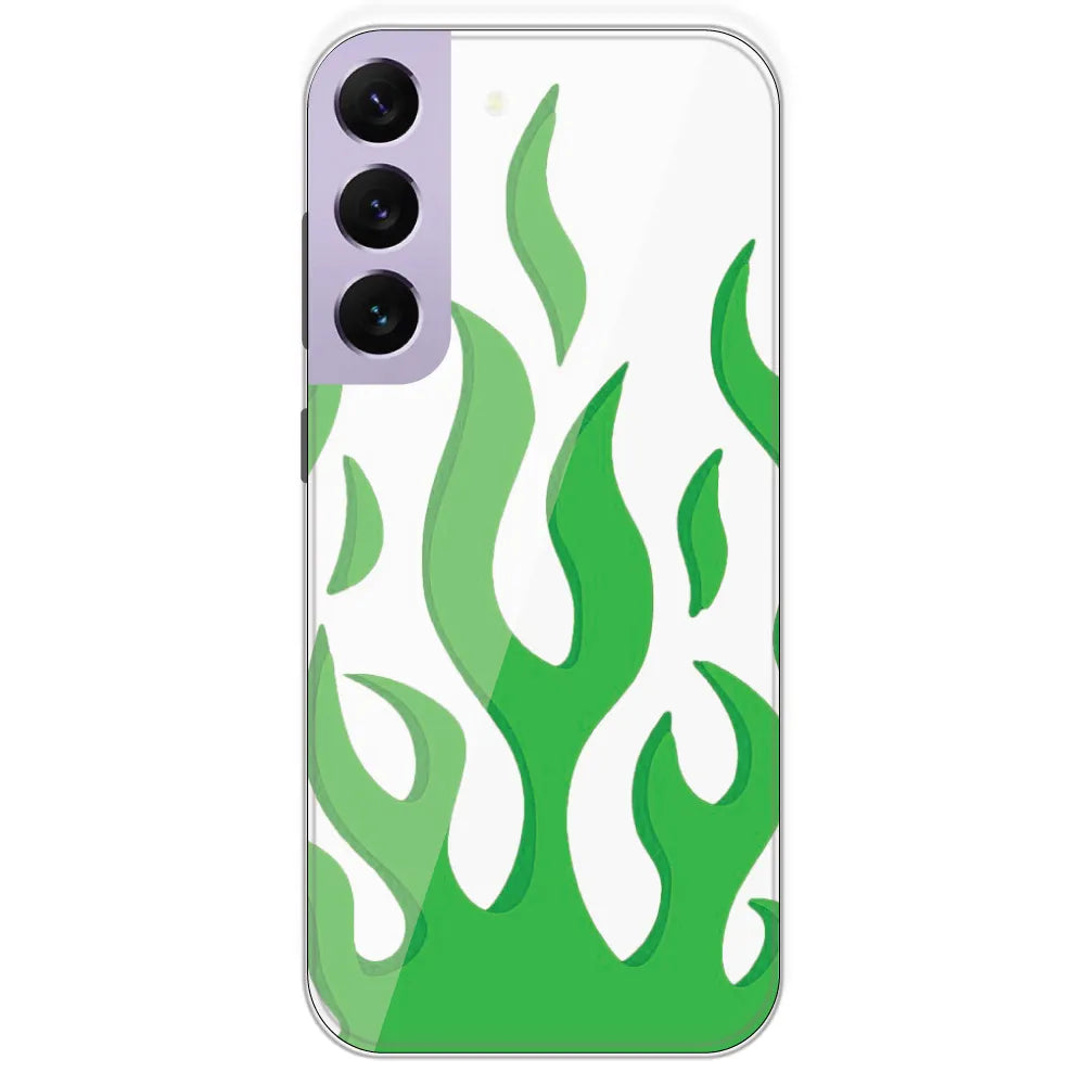 White Aesthetic Flame - Clear Printed Silicone Case For Samsung Galaxy S22 Plus