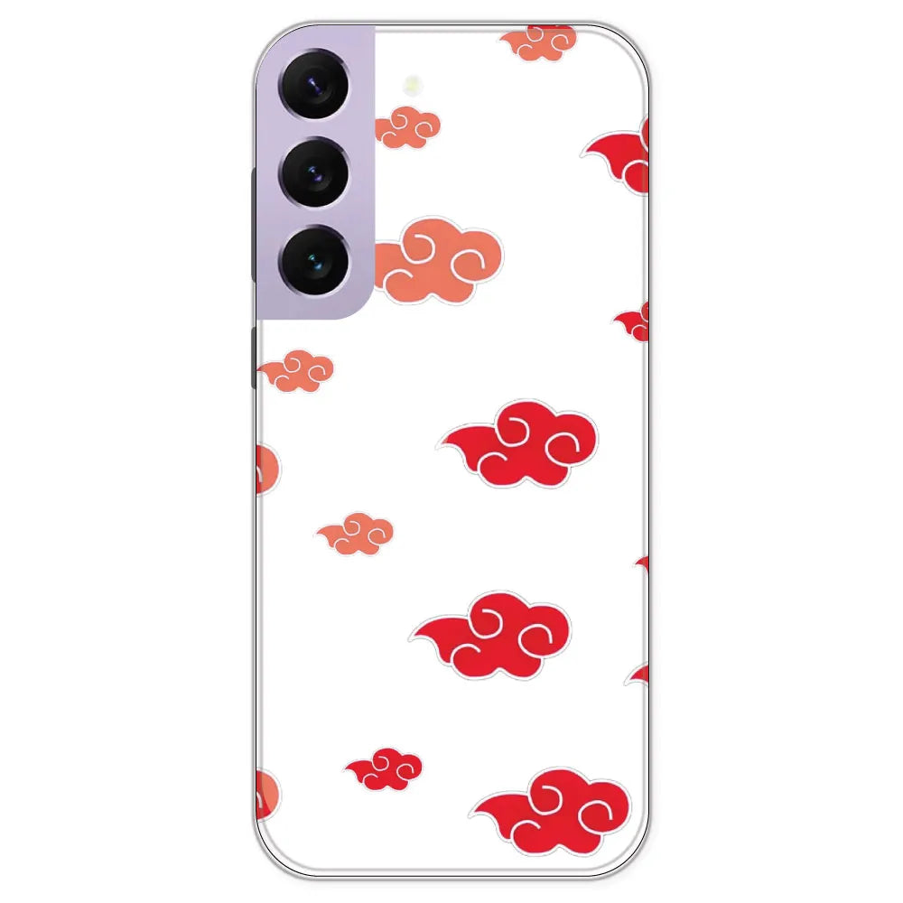 Red Clouds - Clear Printed Silicone Case For Samsung Galaxy S22 Plus