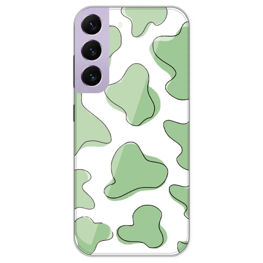 Green Cow Print - Clear Printed Silicone Case For Samsung Galaxy S22 Plus