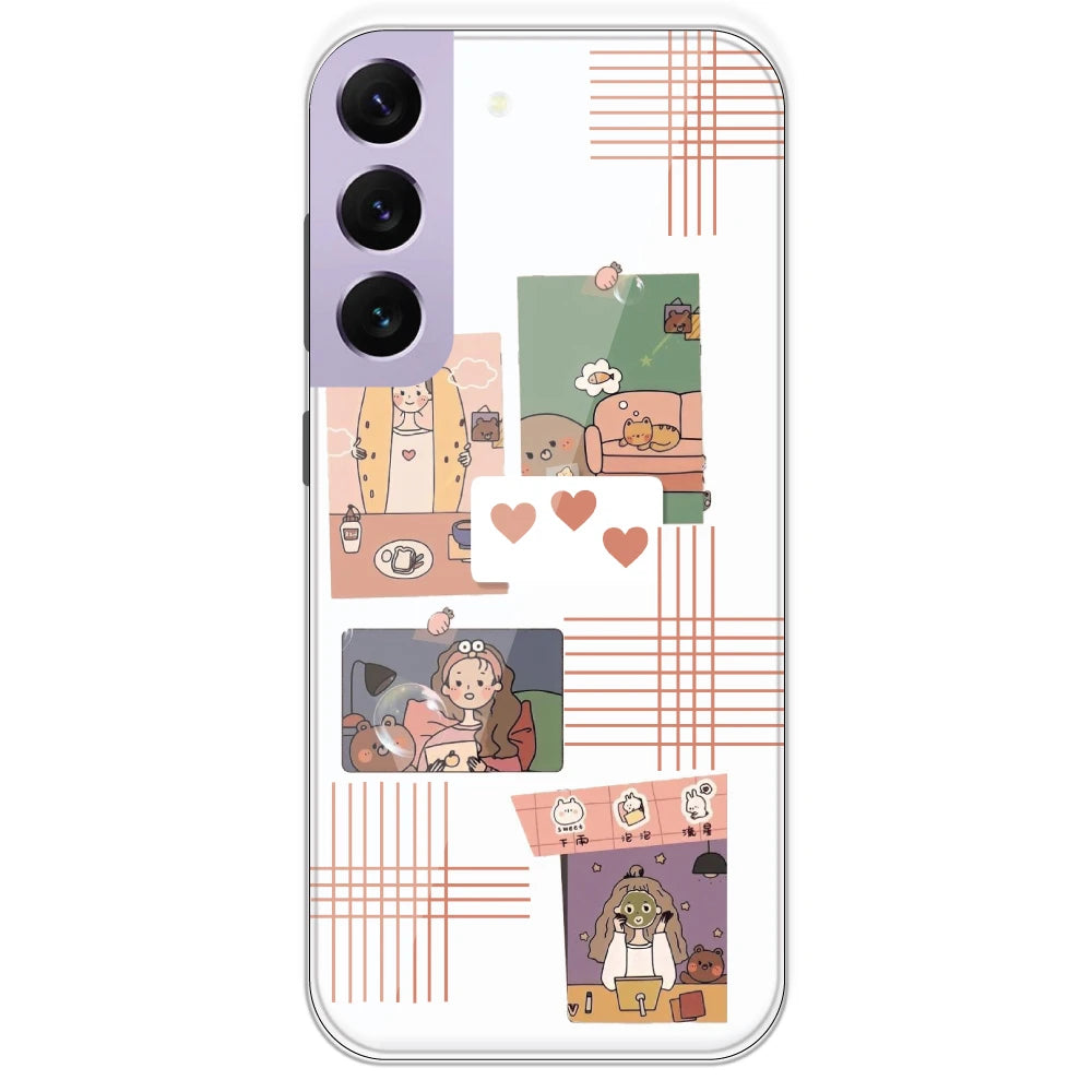 Cute Girl Collage - Clear Printed Silicone Case For Samsung Galaxy S22 Plus