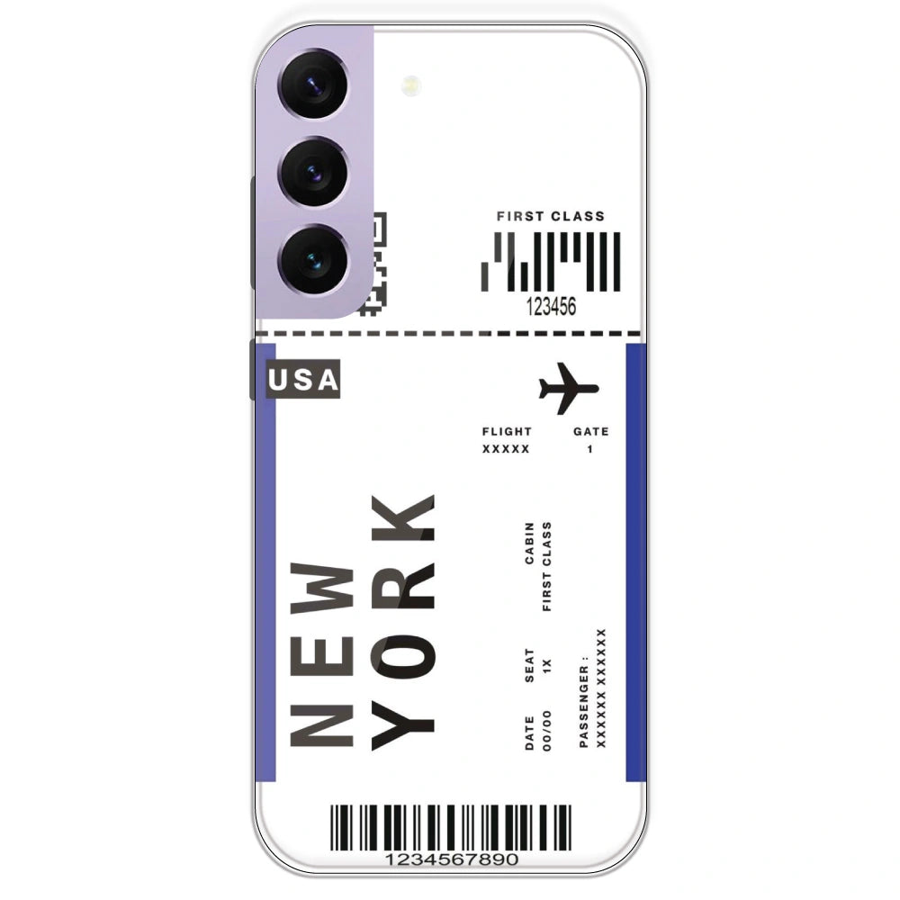 New York Ticket - Clear Printed Silicone Case For Samsung Galaxy S22 Plus