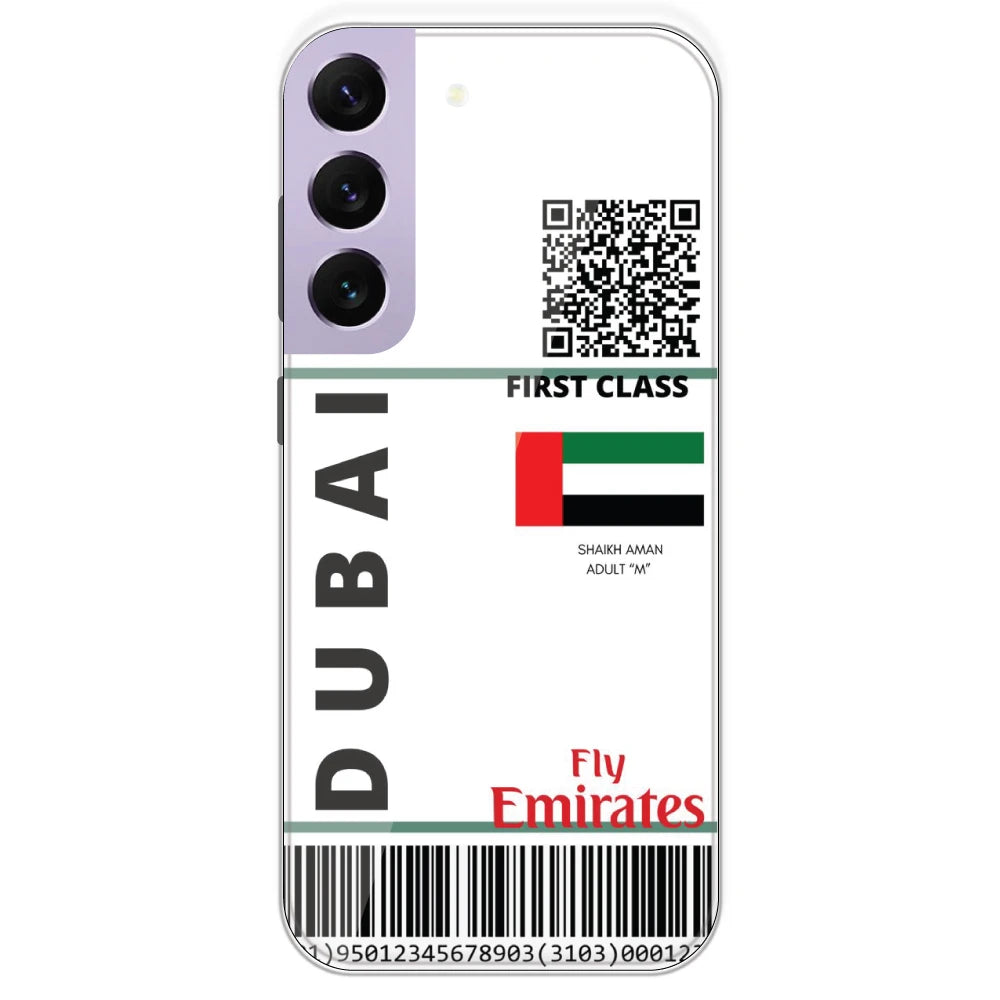 Dubai Ticket - Clear Printed Silicone Case For Samsung Galaxy S22 Plus