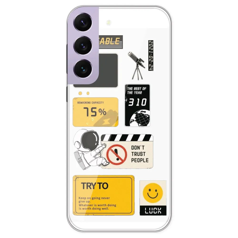 Space - Clear Printed Silicone Case For Samsung Galaxy S22 Plus