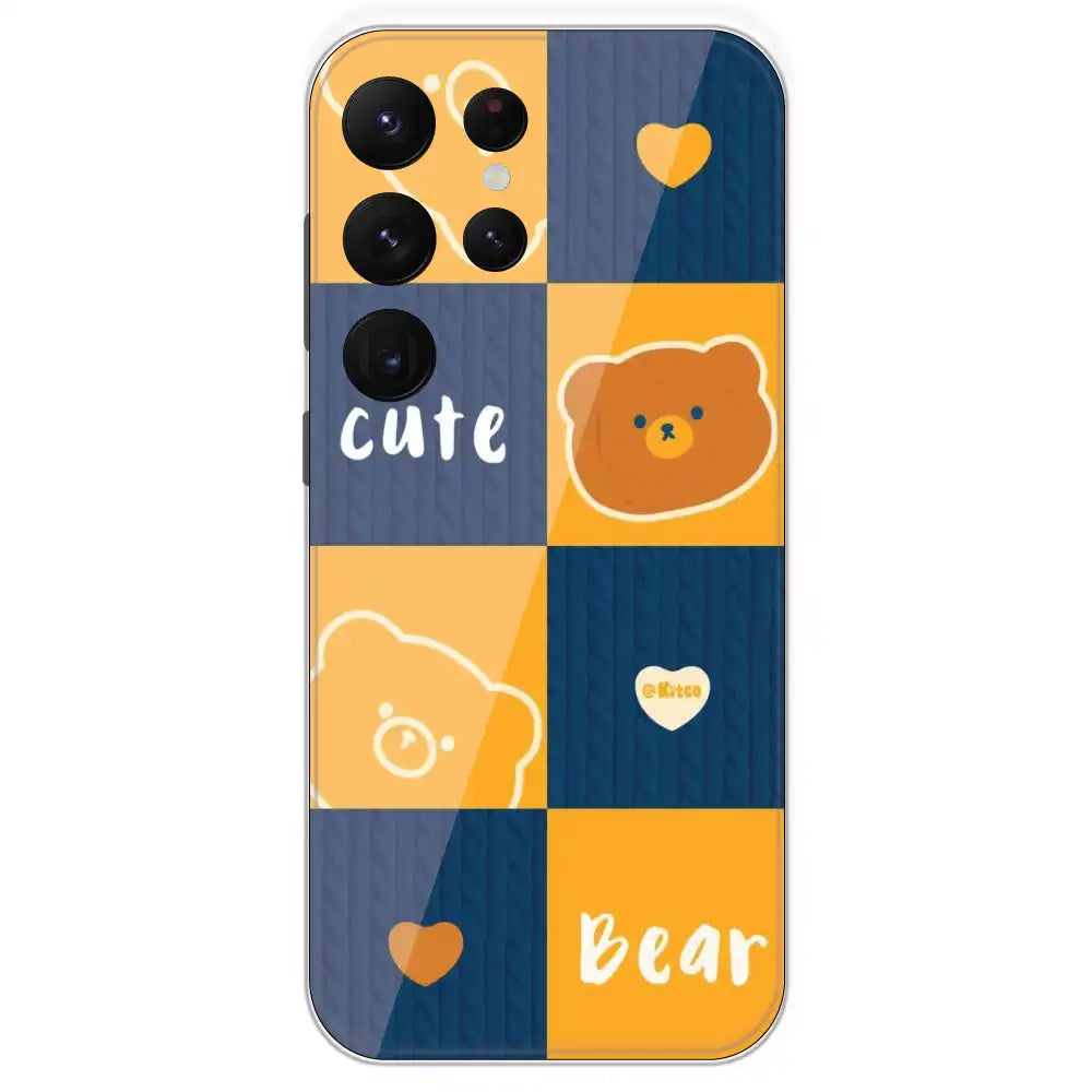 Cute Bear Collage - Printed Silicone Case For Samsung Galaxy S22 Ultra