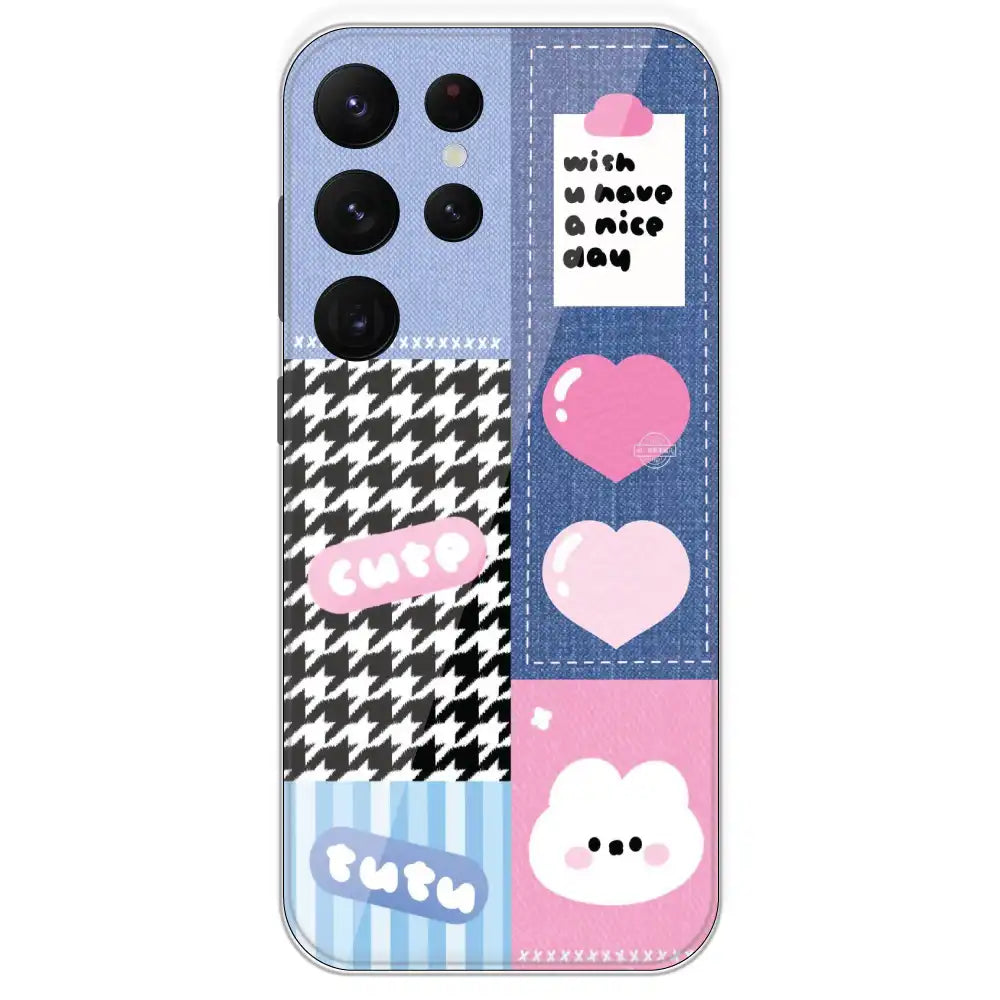 Cute Pink Bear Collage - Printed Silicone Case For Samsung Galaxy S22 Ultra
