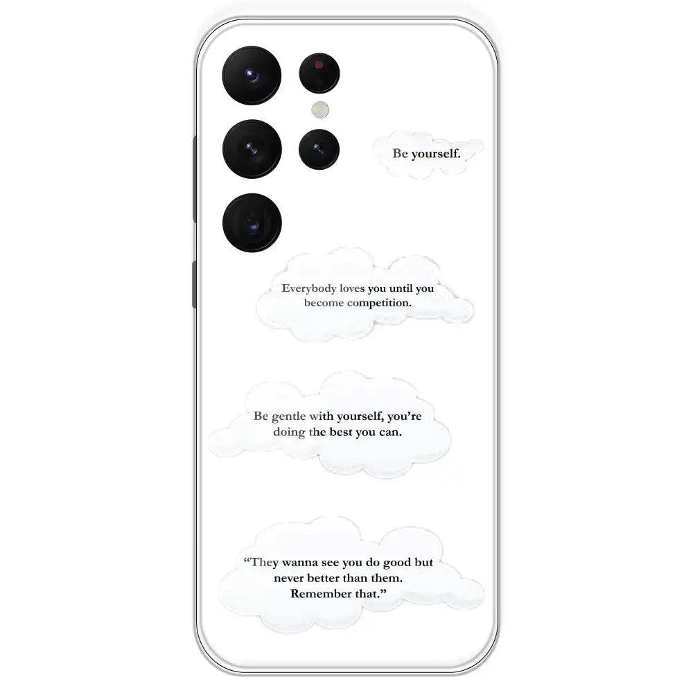 Quotes And Clouds - Clear Printed Silicone Case For Samsung Galaxy S22 Ultra