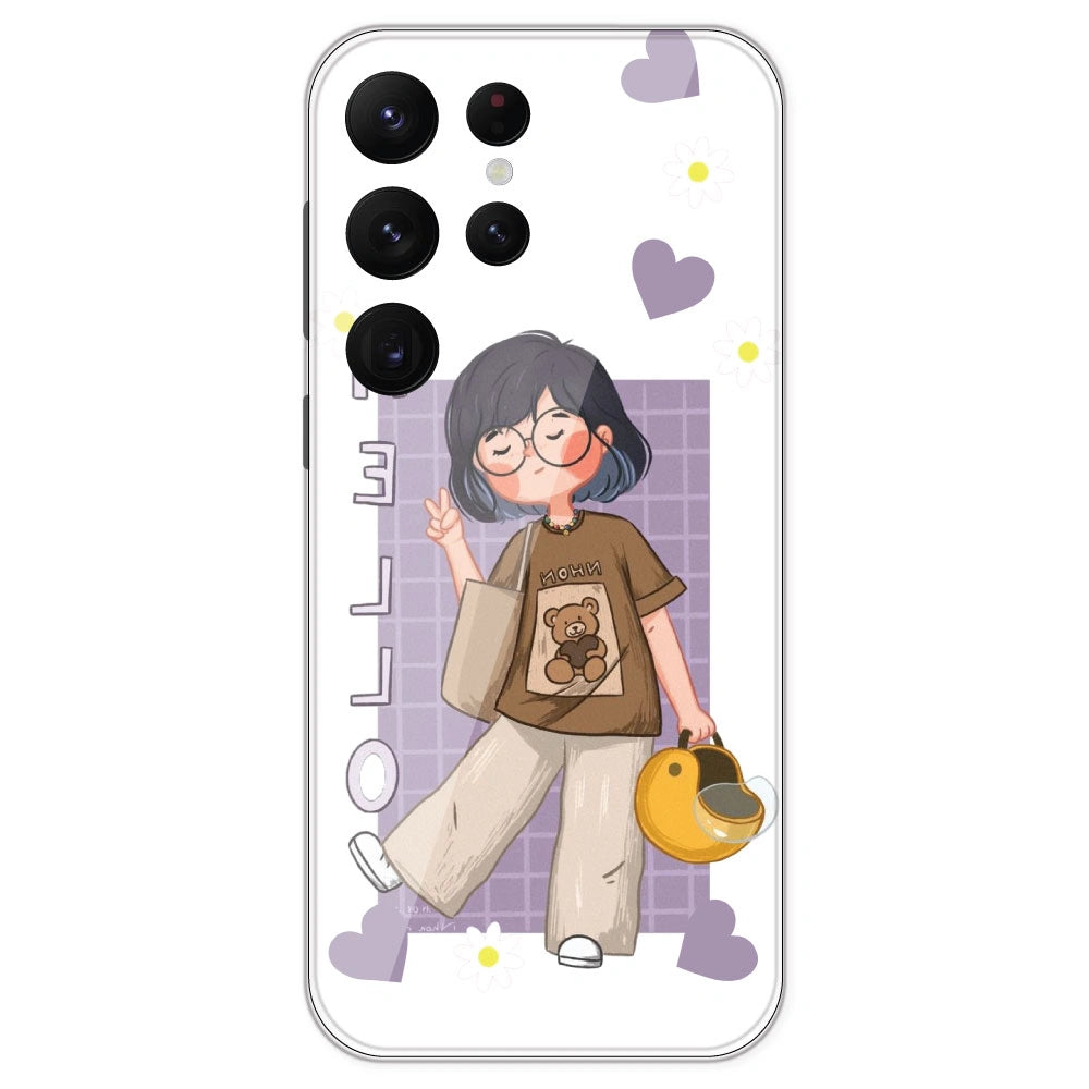 Introvert Girl - Clear Printed Silicone Case For Samsung Galaxy S22 Ultra
