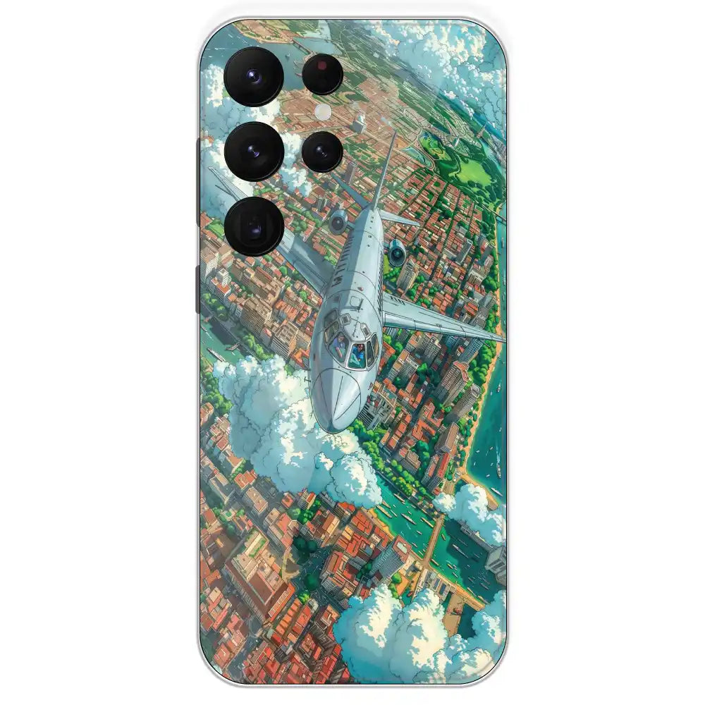 Flying Over City - Printed Silicone Case For Samsung Galaxy S22 Ultra