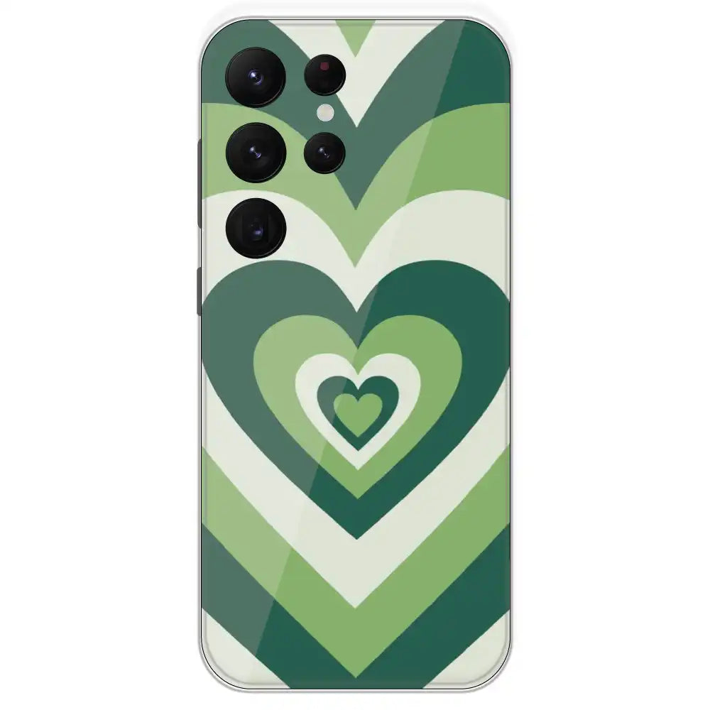 Dark Green Hearts - Printed Silicone Case For Samsung Galaxy S22 Ultra