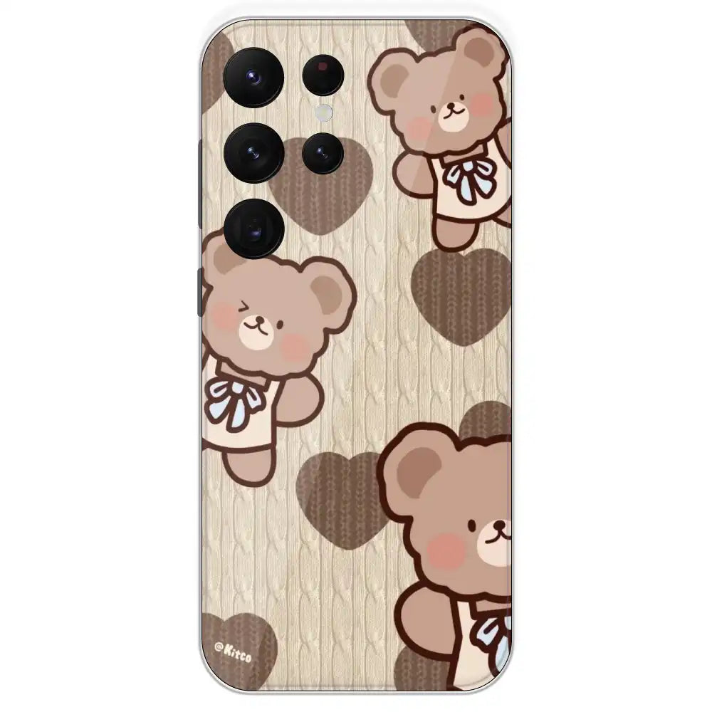 Teddy Heart - Printed Silicone Case For Samsung Galaxy S22 Ultra