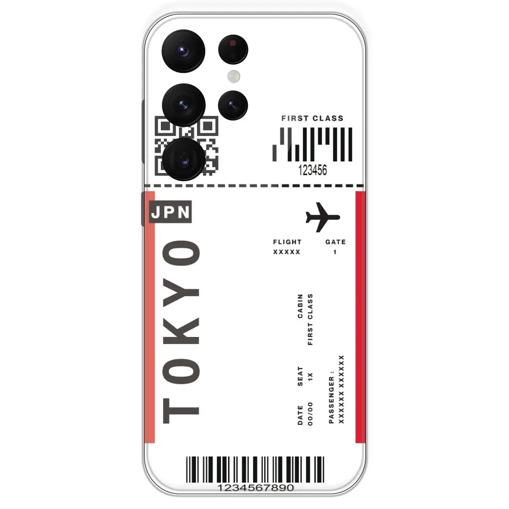 Tokyo Ticket - Clear Printed Silicone Case For Samsung Galaxy S22 Ultra