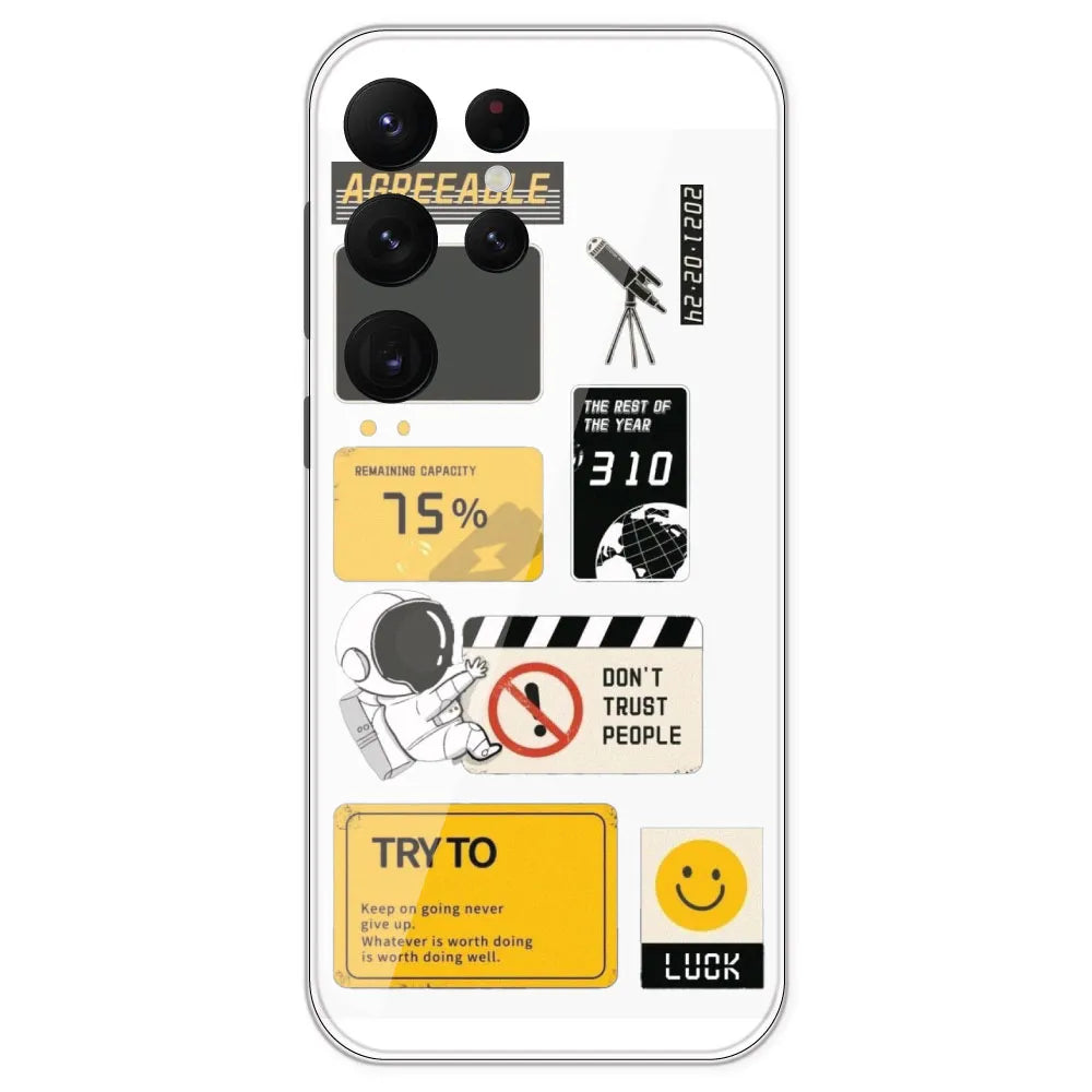 Space - Clear Printed Silicone Case For Samsung Galaxy S22 Ultra
