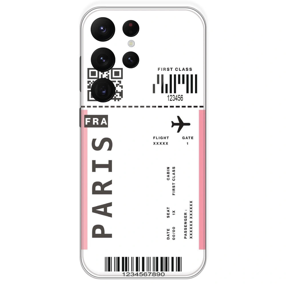 Paris Ticket - Clear Printed Silicone Case For Samsung Galaxy S22 Ultra