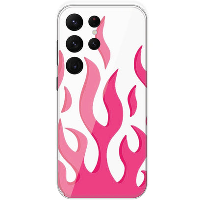 Pink Flames - Clear Printed Silicone Case For Samsung Galaxy S22 Ultra
