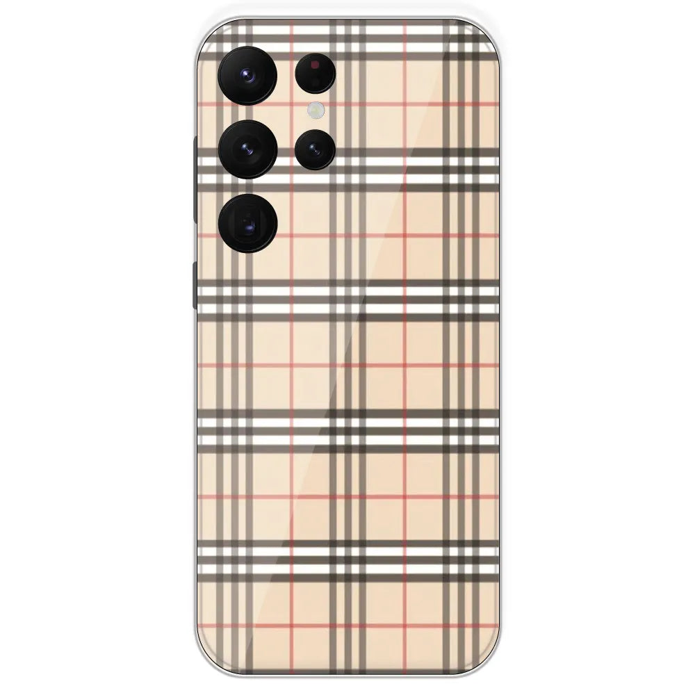 Yellow Checks - Printed Silicone Case For Samsung Galaxy S22 Ultra