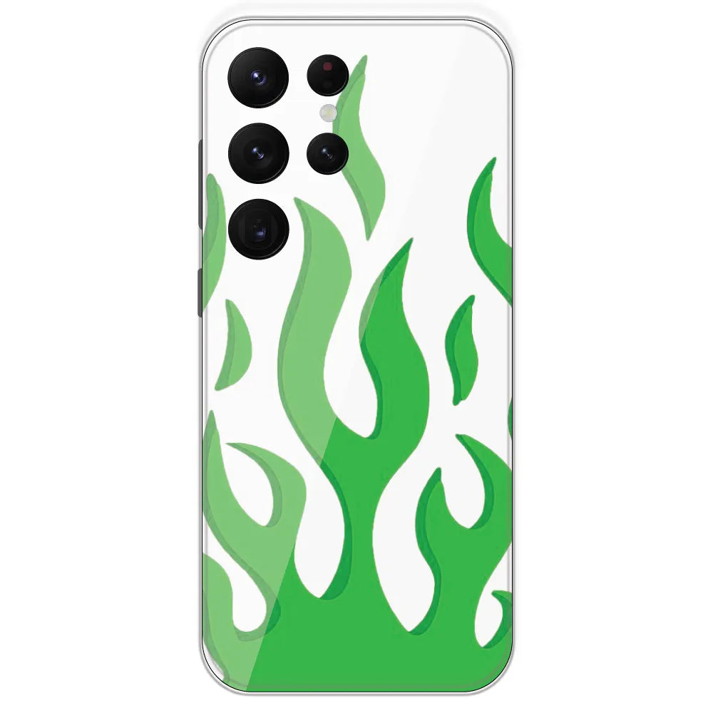 White Aesthetic Flame - Clear Printed Silicone Case For Samsung Galaxy S22 Ultra
