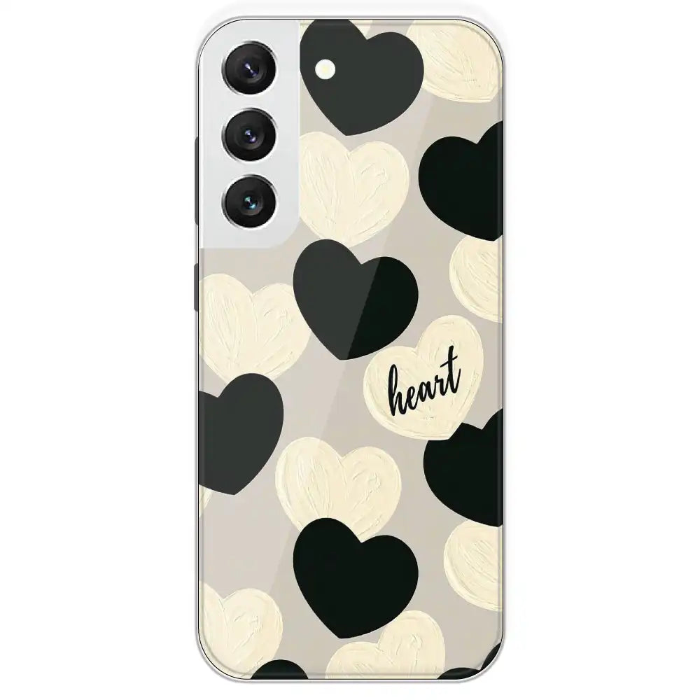 Black And White Heart - Printed Silicone Case For Samsung Galaxy S22