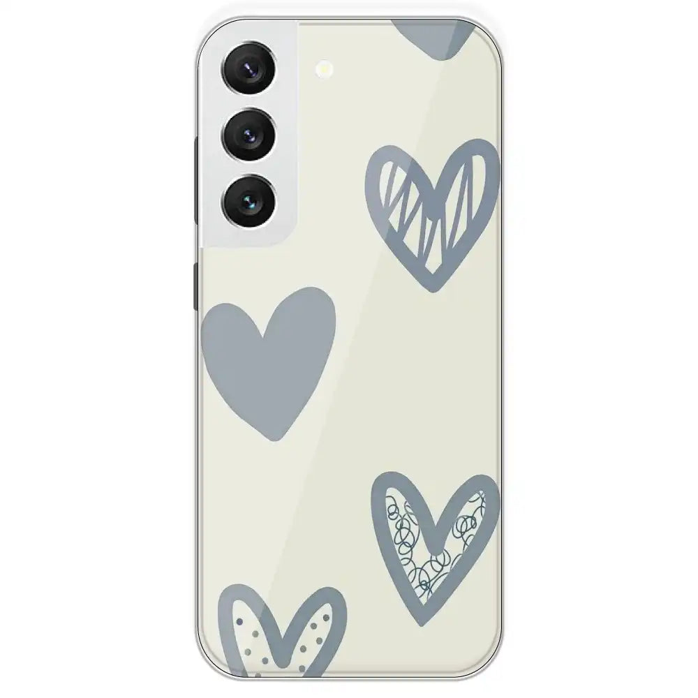 Light Blue Hearts - Printed Silicone Case For Samsung Galaxy S22