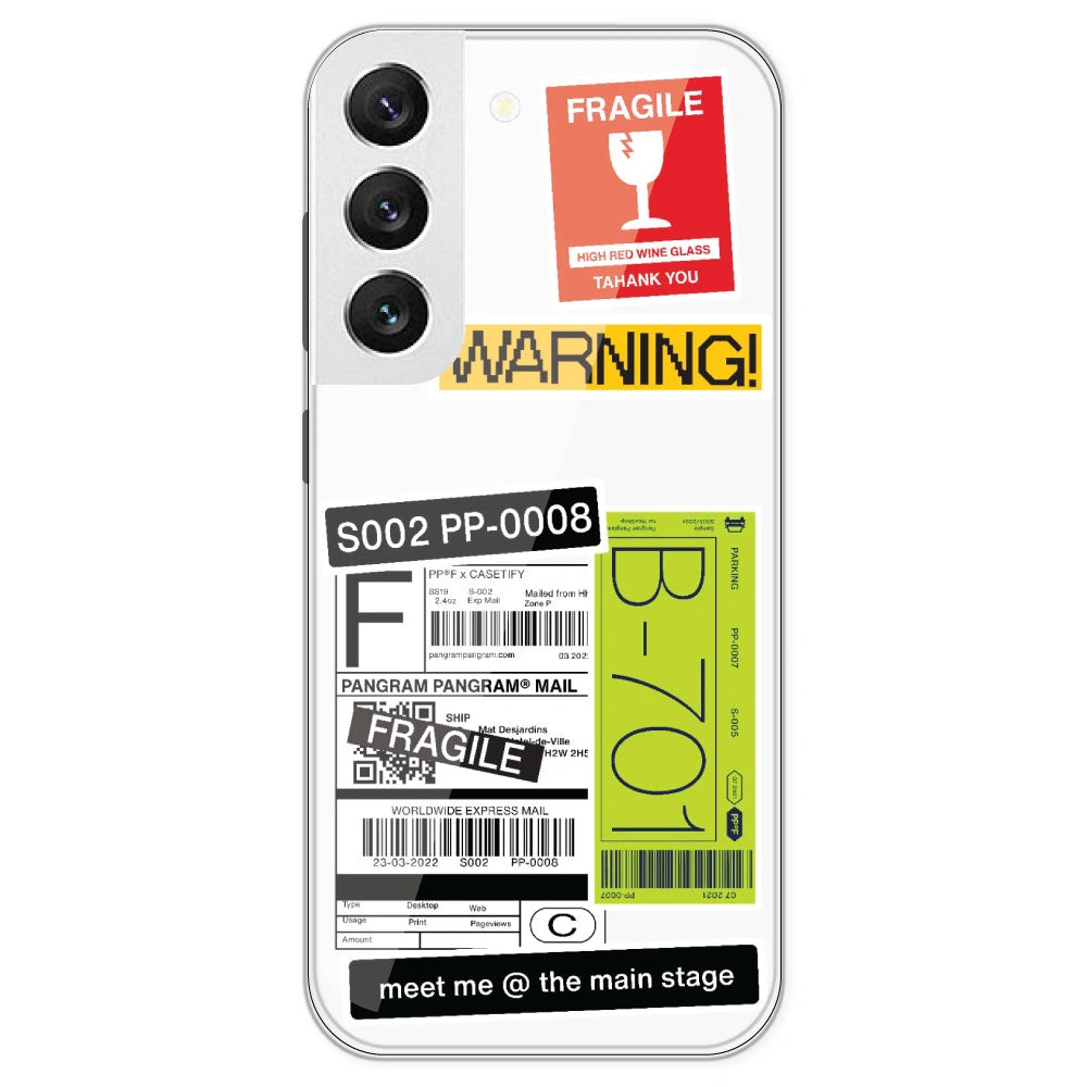 Fragile Labels - Clear Printed Silicone Case For Samsung Galaxy S22