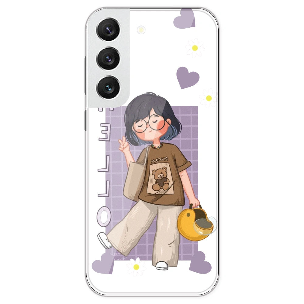 Introvert Girl - Clear Printed Silicone Case For Samsung Galaxy S22