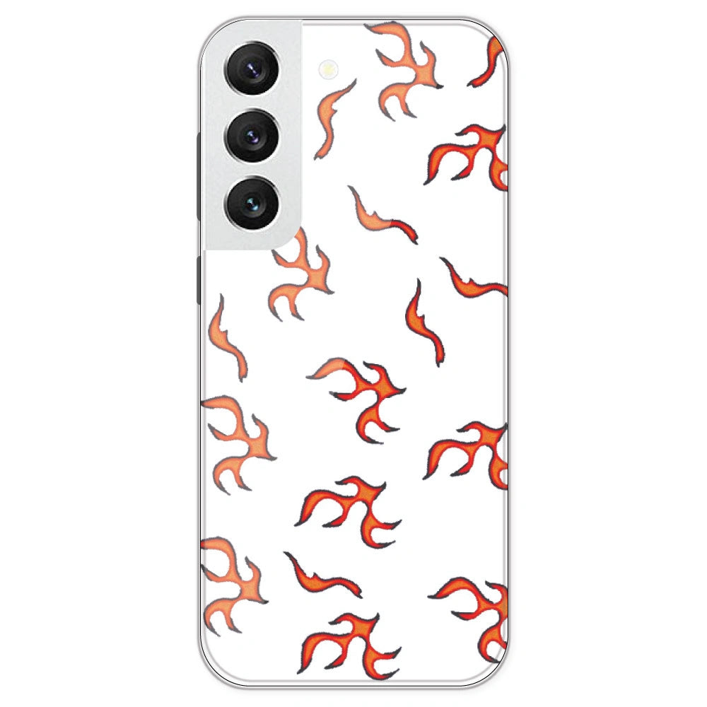 Orange Mini Flames - Clear Printed Silicone Case For Samsung Galaxy S22
