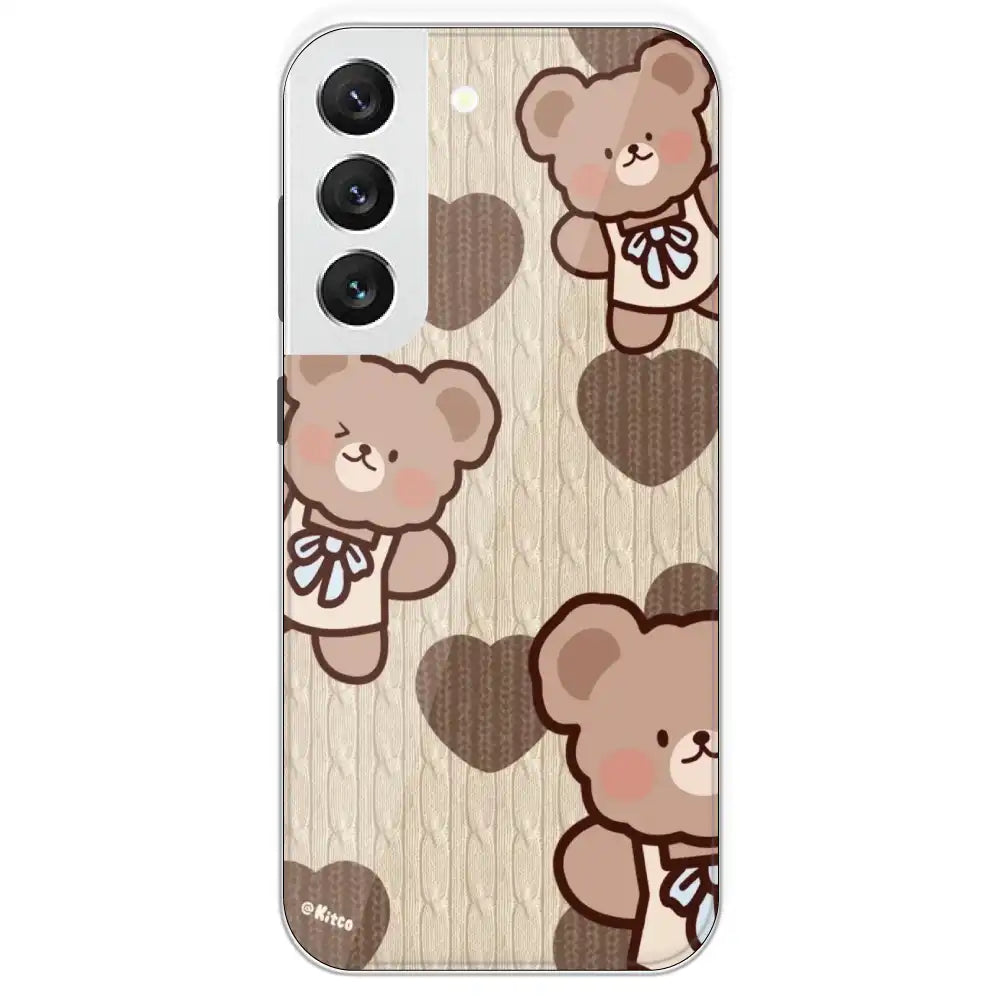 Teddy Heart - Printed Silicone Case For Samsung Galaxy S22