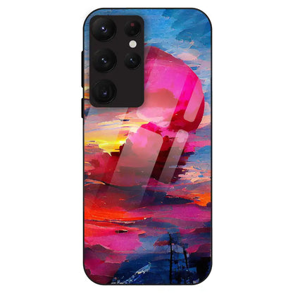 Abstract Sunset Vibes - Glass Case For Samsung Galaxy S22 Ultra