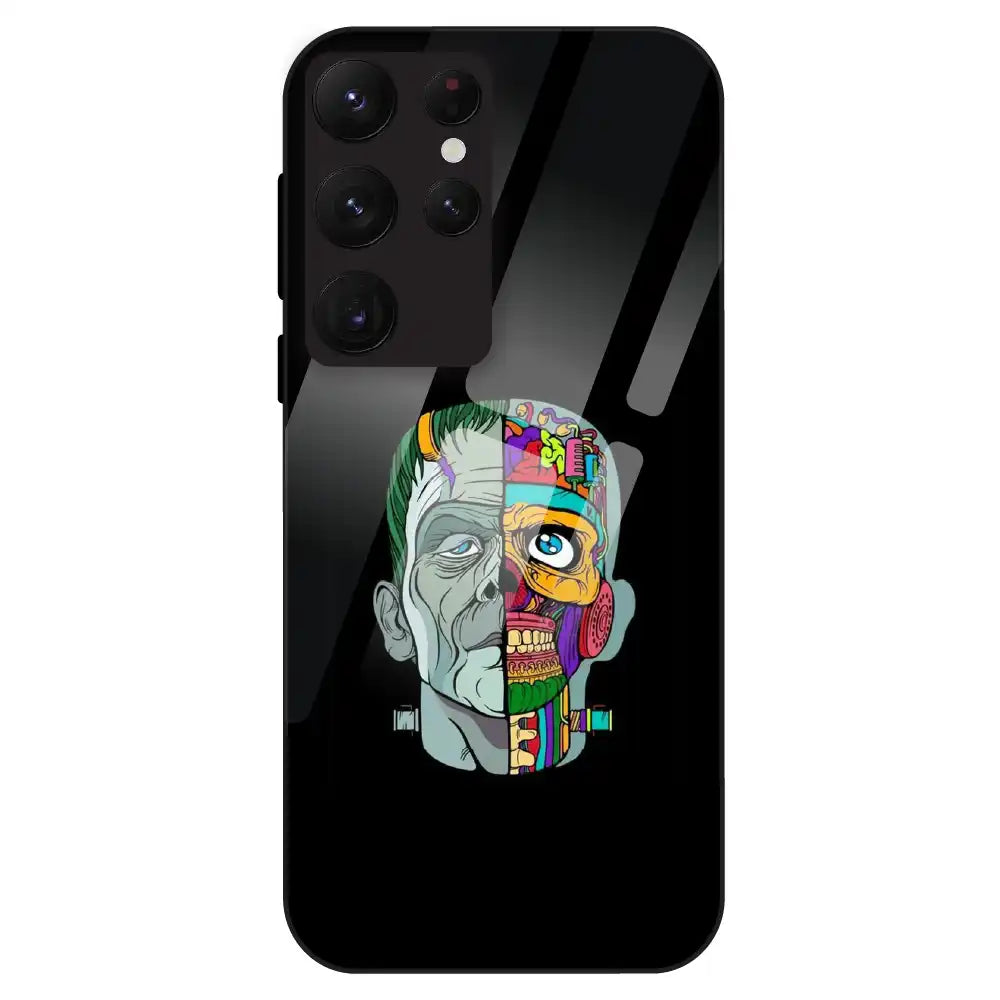 Half Skull Pop Art - Glass Case For Samsung Galaxy S22 Ultra