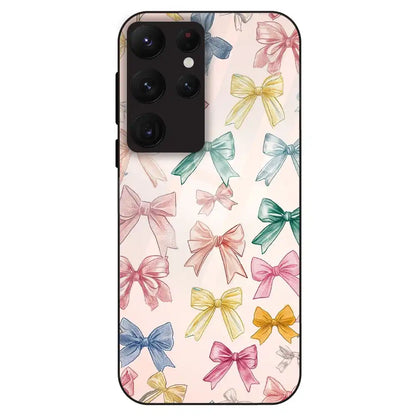 Pastel Bow Pattern - Glass Case For Samsung Galaxy S22 Ultra