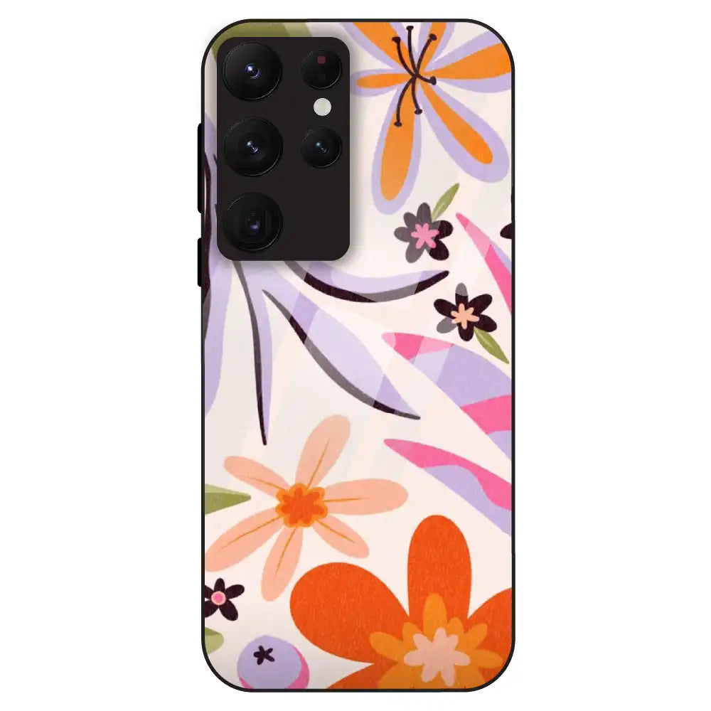 Floral Bliss Aesthetic - Glass Case For Samsung Galaxy S22 Ultra