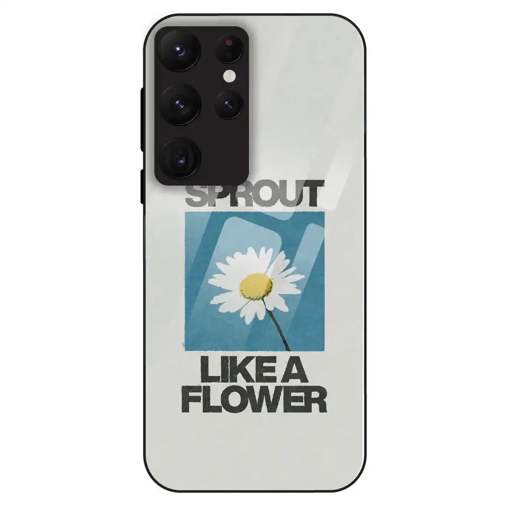 Minimal Daisy Flower - Glass Case For Samsung Galaxy S22 Ultra
