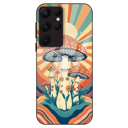 Retro Mushroom Art - Glass Case For Samsung Galaxy S22 Ultra
