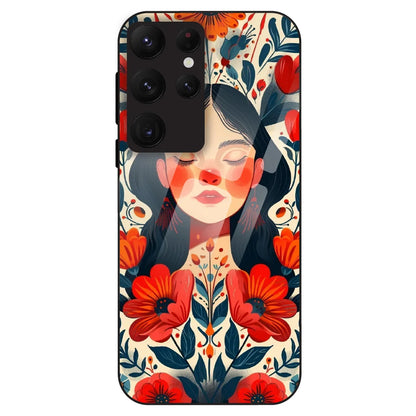 Floral Muse Portrait - Glass Case For Samsung Galaxy S22 Ultra