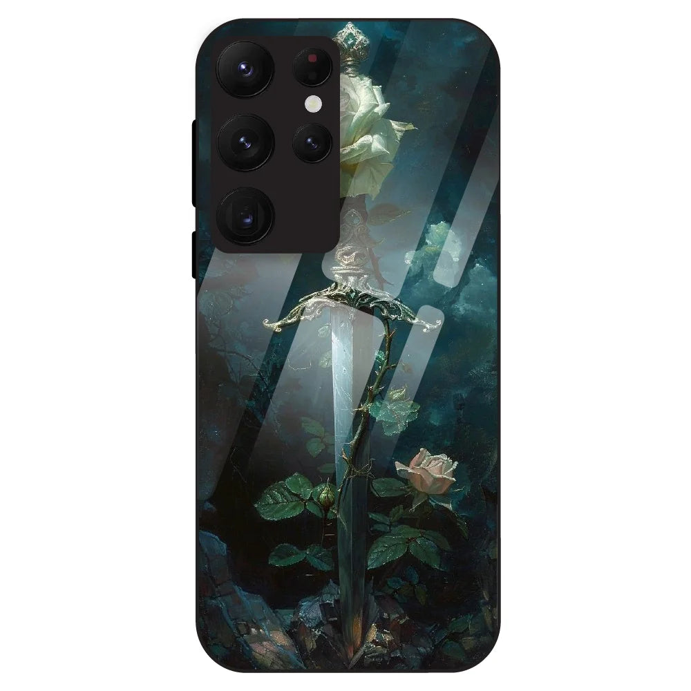 Mystic Sword Rose - Glass Case For Samsung Galaxy S22 Ultra