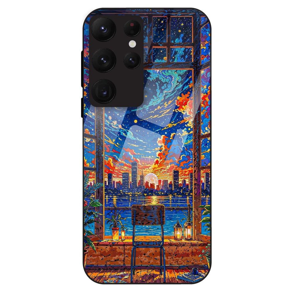 Sunset City View - Glass Case For Samsung Galaxy S22 Ultra