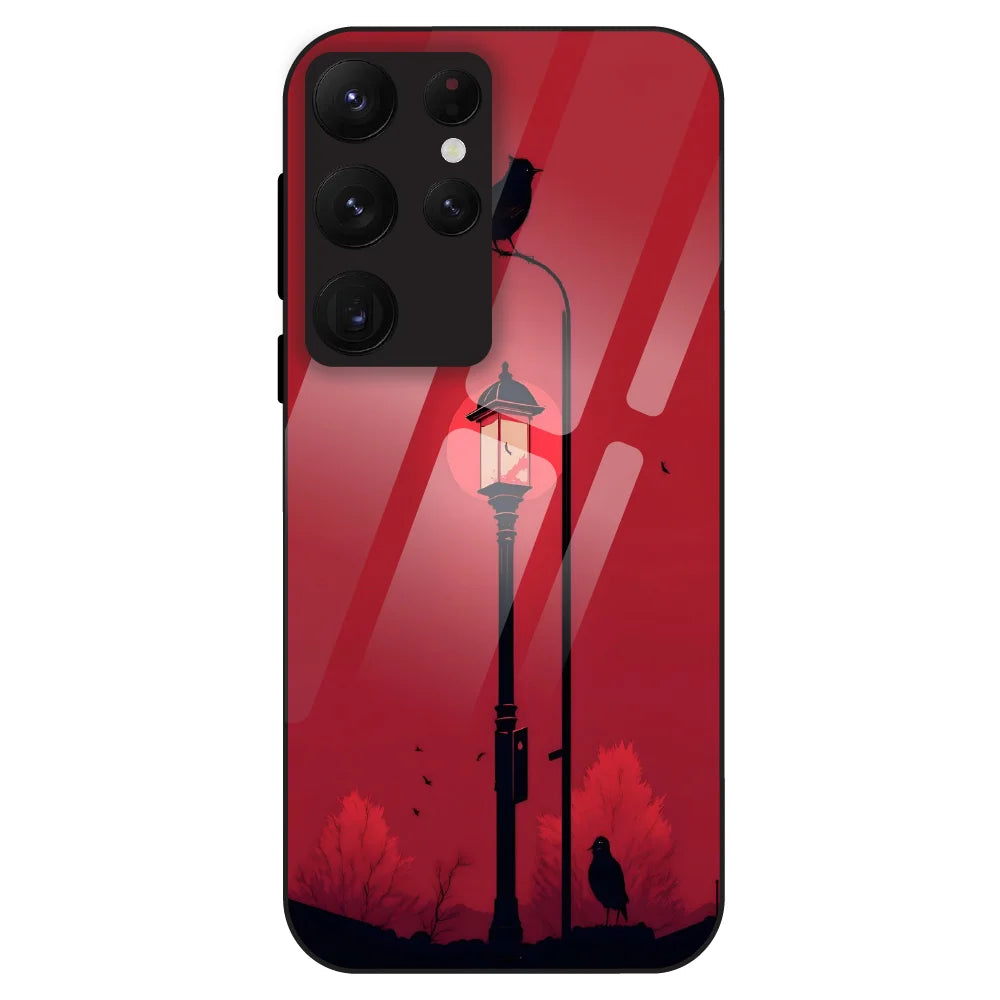 Red Street Lamp - Glass Case For Samsung Galaxy S22 Ultra