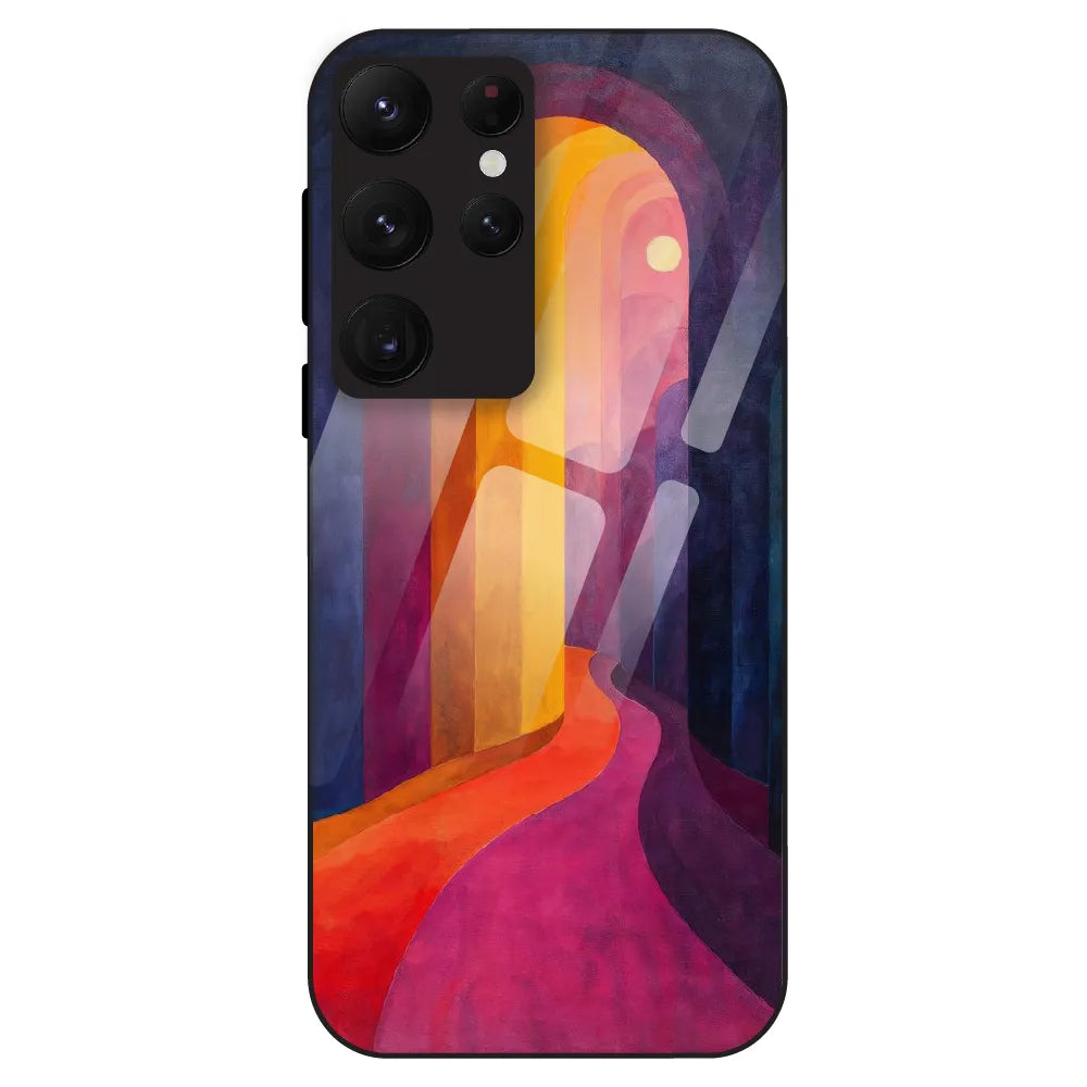 Abstract Sunset Path - Glass Case For Samsung Galaxy S22 Ultra