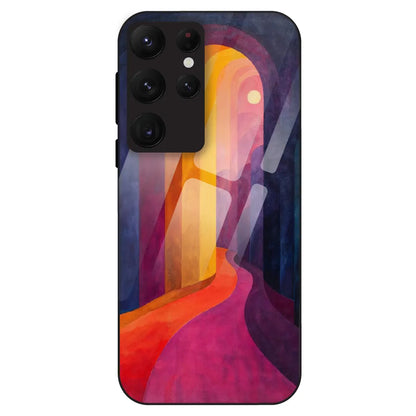 Abstract Sunset Path - Glass Case For Samsung Galaxy S22 Ultra