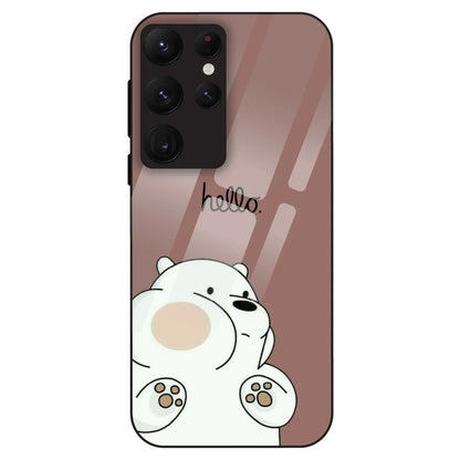 Cute Bear Minimal - Glass Case For Samsung Galaxy S22 Ultra