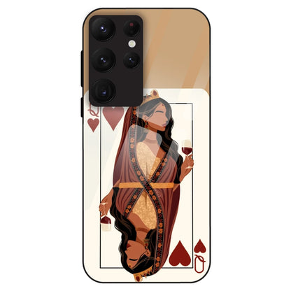 Queen of Hearts Design - Glass Case For Samsung Galaxy S22 Ultra