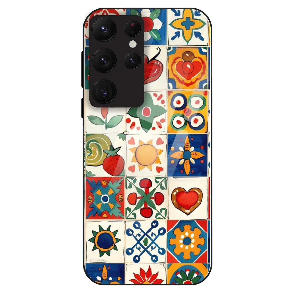 Colorful Tile Art - Glass Case For Samsung Galaxy S22 Ultra
