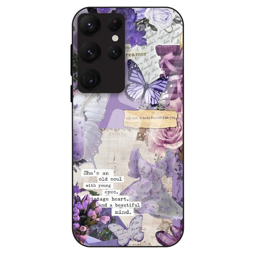 Lavender Vintage Collage - Glass Case For Samsung Galaxy S22 Ultra
