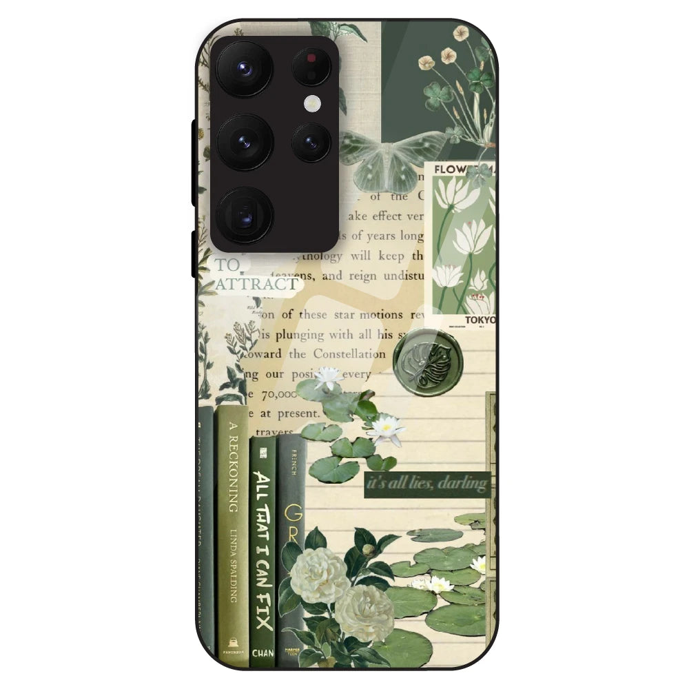 Botanical Vintage Collage - Glass Case For Samsung Galaxy S22 Ultra