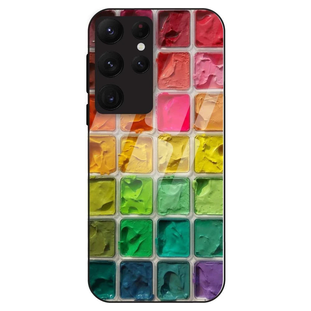 Color Palette Grid Aesthetic - Glass Case For Samsung Galaxy S22 Ultra