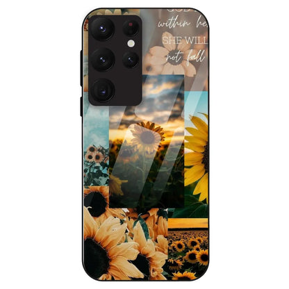 Sunflower Serenity Collage - Glass Case For Samsung Galaxy S22 Ultra