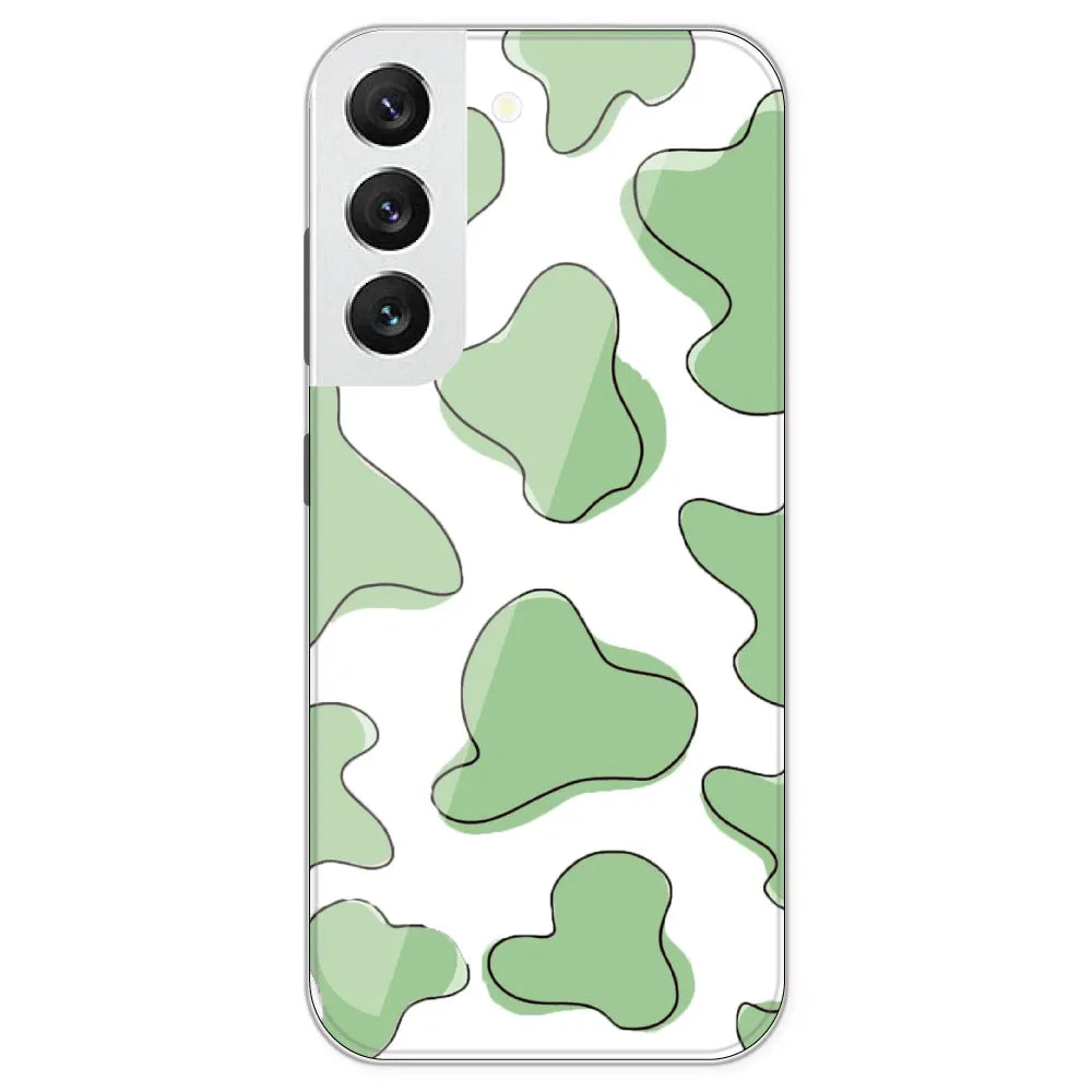 Green Cow Print - Clear Printed Silicone Case For Samsung Galaxy S22