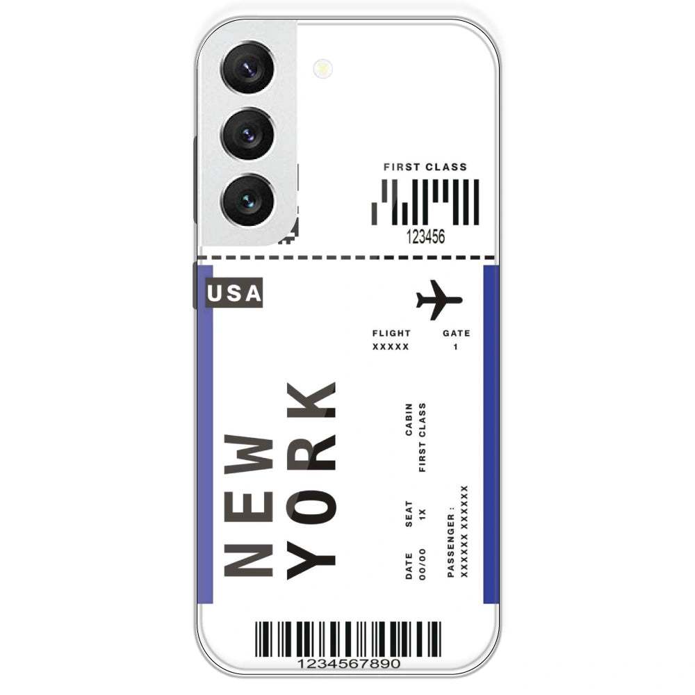 New York Ticket - Clear Printed Silicone Case For Samsung Galaxy S22