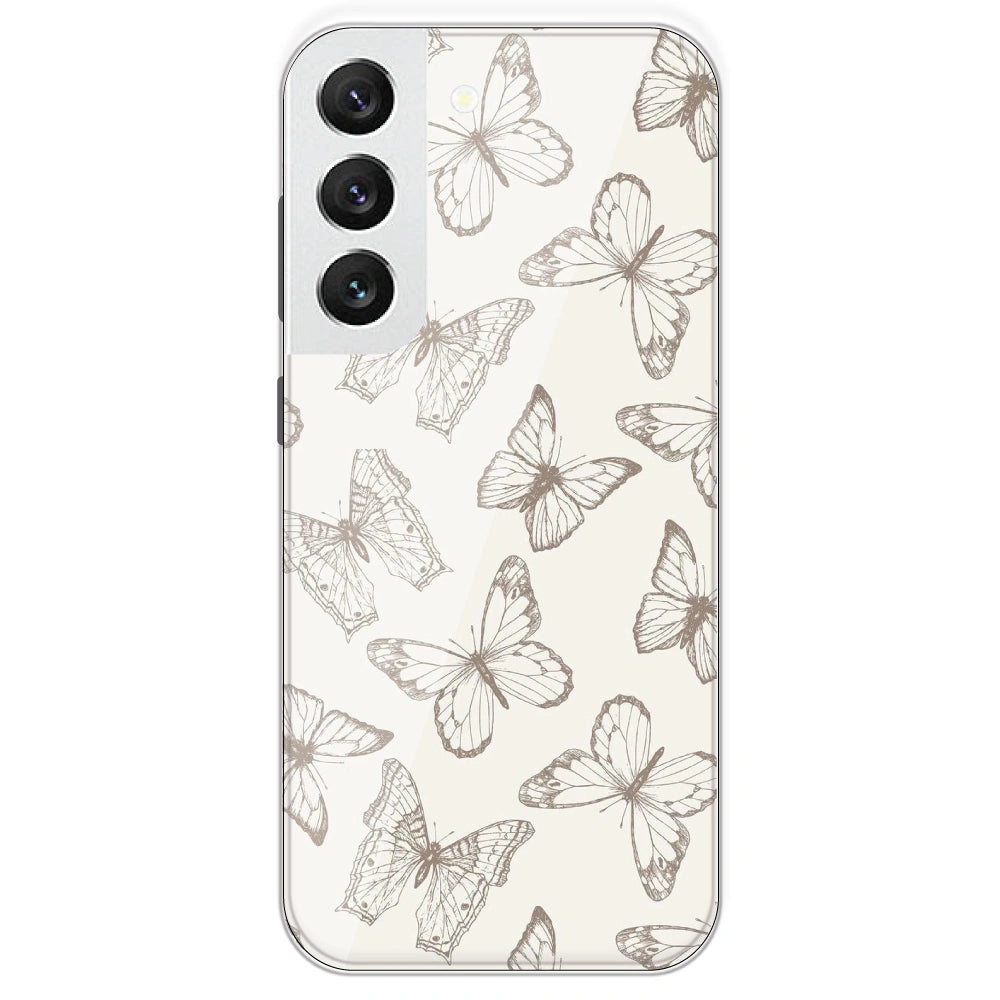 White Butterflies - Printed Silicone Case For Samsung Galaxy S22