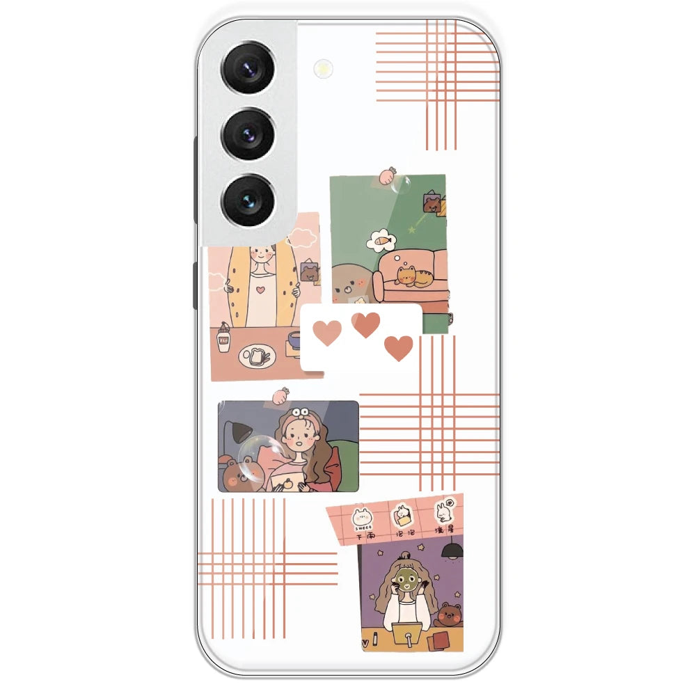 Cute Girl Collage - Clear Printed Silicone Case For Samsung Galaxy S22